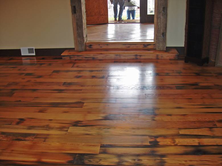 Picklewood Flooring (exterior of the stave) / Note the checking and staining that is characteristic of this floor